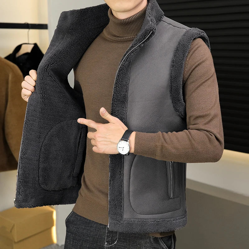 Chaleco de hombre reversible de forro polar sherpa con cremallera – Calidez y comodidad invernal