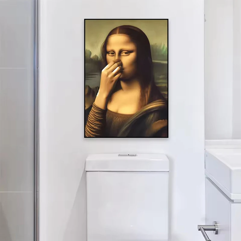 ANFINITE BathroomDecor™ Humoristisk Mona Lisa Lærredsprint