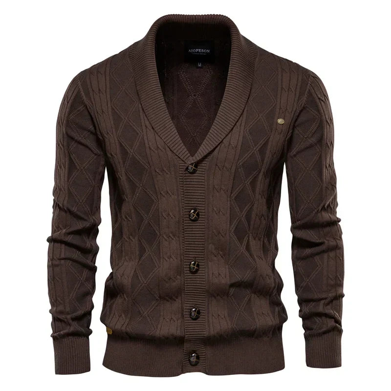 Cardigan homme à col châle - Pull torsadé élégant avec boutons