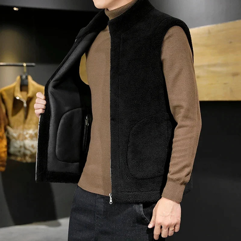 Chaleco de hombre reversible de forro polar sherpa con cremallera – Calidez y comodidad invernal