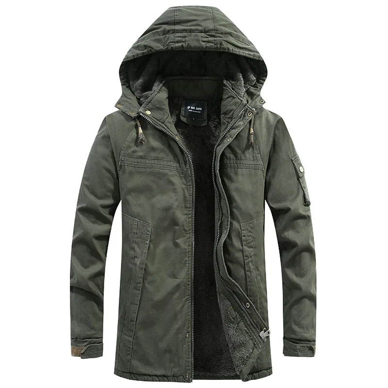 Parka d’hiver pour homme avec capuche et intérieur en polaire – veste coupe-vent chaude et résistante