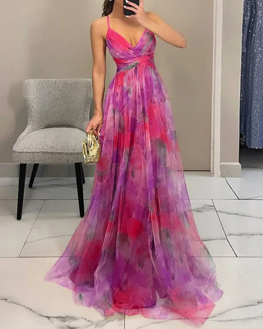 Maxi Abito Floreale Silhouette Elegante Stile Estivo