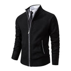 Cardigan Uomo Testurizzato con Zip Integrale e Collo Alto