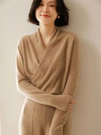 Pull femme croisé sur le devant – Élégant, ajusté et à manches longues