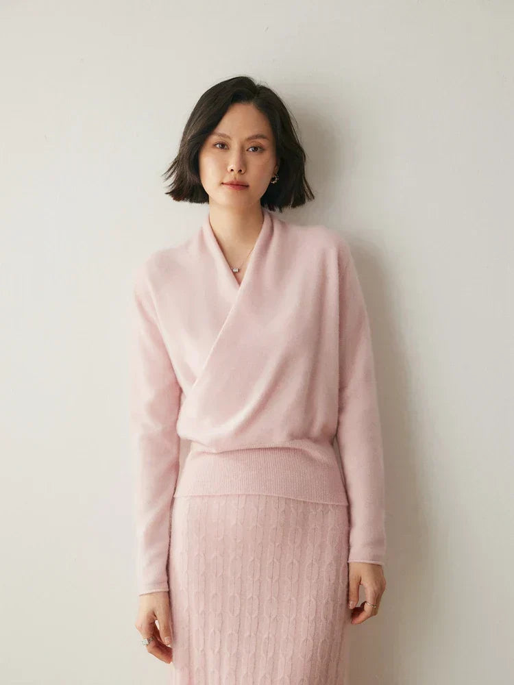 Pull femme croisé sur le devant – Élégant, ajusté et à manches longues
