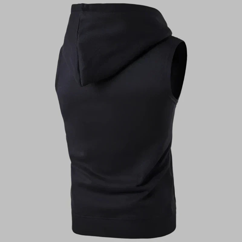 Gilet Uomo con Cappuccio e Zip – Felpa Smanicata Leggera e Casual