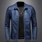Giacca Biker Uomo in Pelle con Spalle Trapuntate