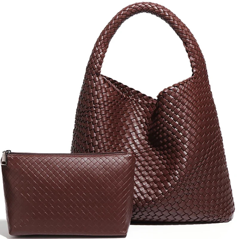 Bolso de mujer trenzado de ecopiel con neceser