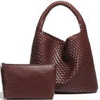 Bolso de mujer trenzado de ecopiel con neceser