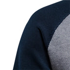 Cardigan Uomo Bicolore con Zip e Collo Alto a Coste