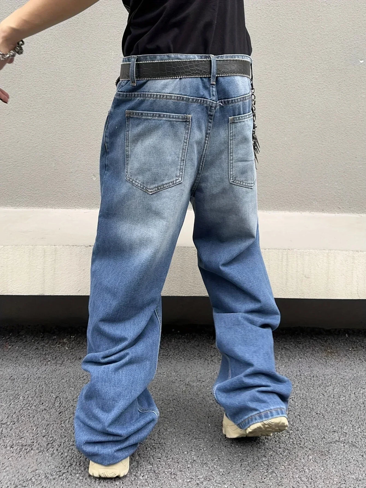 Jean baggy homme à jambe large - denim streetwear imprimé