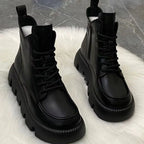 Botines militares de mujer con plataforma, cordones y cremallera