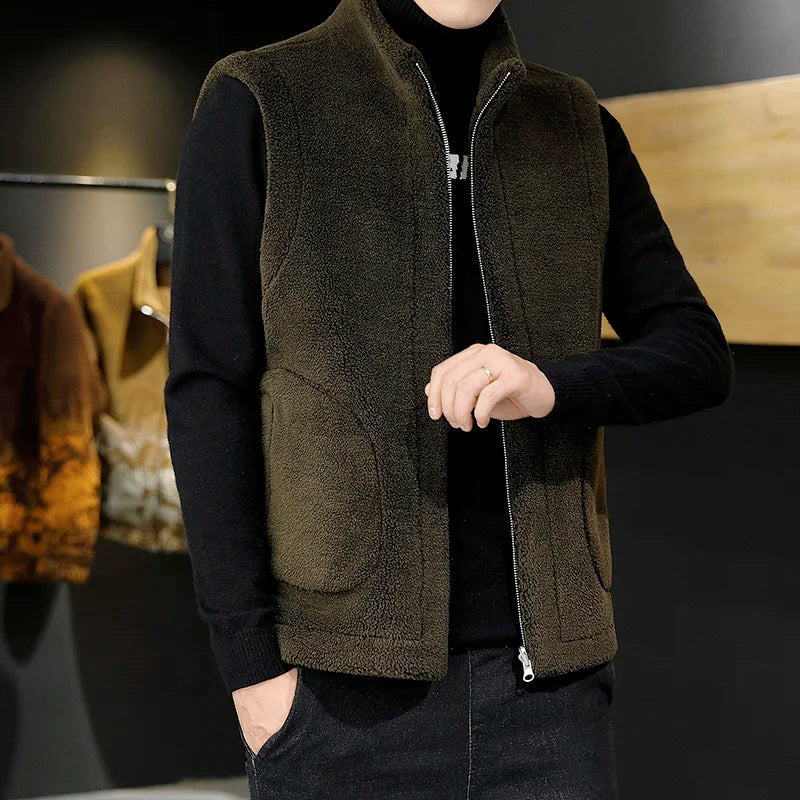 Chaleco de hombre reversible de forro polar sherpa con cremallera – Calidez y comodidad invernal