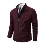 Cardigan Uomo Testurizzato con Zip Integrale e Collo Alto