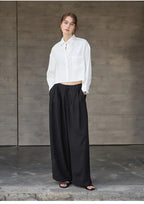 Chemise courte oversize pour femme, 100 % lin