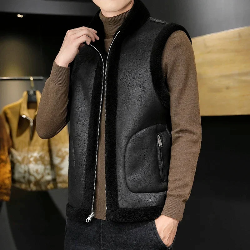 Chaleco de hombre reversible de forro polar sherpa con cremallera – Calidez y comodidad invernal