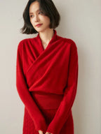Pull femme croisé sur le devant – Élégant, ajusté et à manches longues