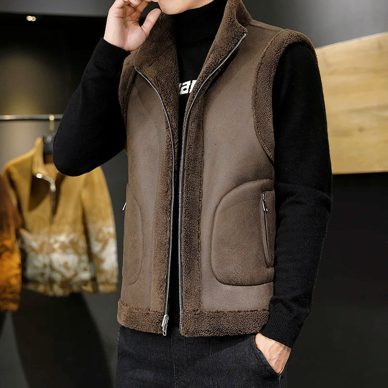Chaleco de hombre reversible de forro polar sherpa con cremallera – Calidez y comodidad invernal
