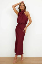 Abito da Sera Donna Elegante con Scollo Halter