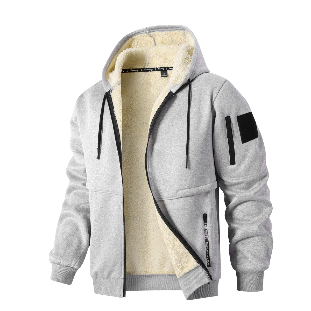 Giacca Uomo in Pile con Cappuccio e Fodera Sherpa – Calore e Comfort Invernale