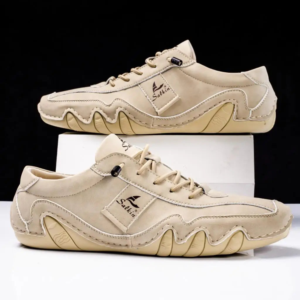 Sneakers Uomo Artigianali in Vera Pelle con Suola Ondulata