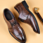 Zapatos elegantes de piel para hombre con hebilla Monk Strap - Estilo refinado para la oficina y ceremonias