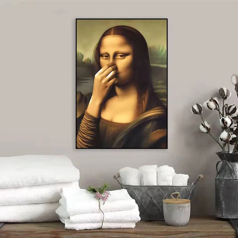 ANFINITE BathroomDecor™ Humoristisk Mona Lisa Lærredsprint