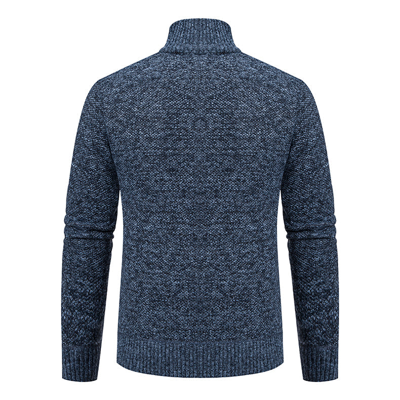 Cardigan Uomo Testurizzato con Zip Integrale e Collo Alto