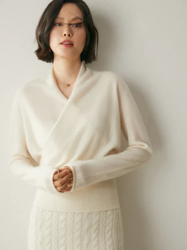 Pull femme croisé sur le devant – Élégant, ajusté et à manches longues