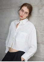Chemise courte oversize pour femme, 100 % lin