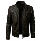 Giacca Biker Uomo in Pelle con Tasche Multiple e Zip – Stile Motociclista Urbano
