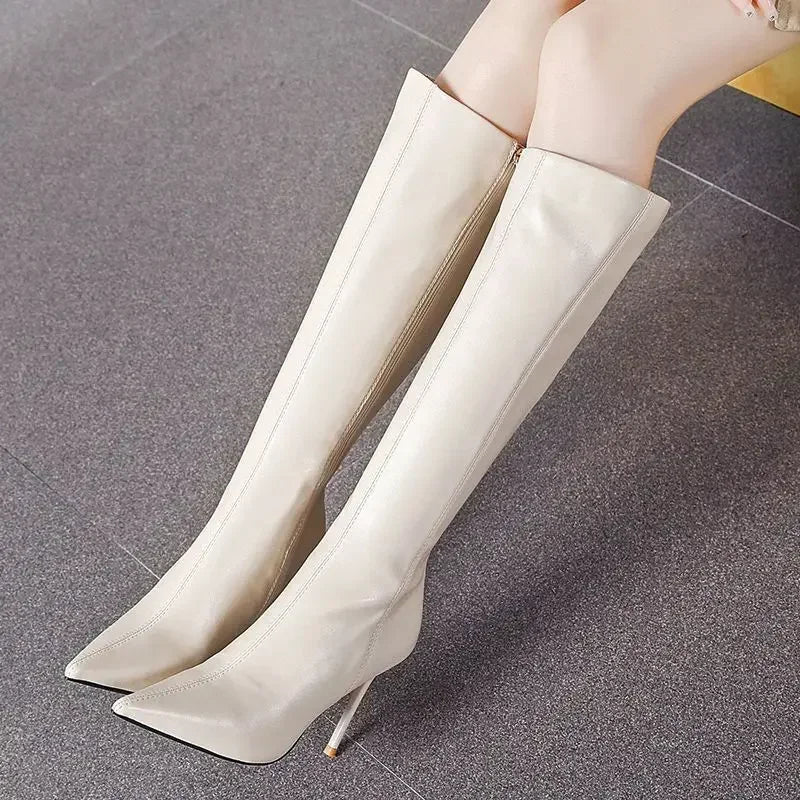 Stivali Donna al Ginocchio a Punta con Tacco Stiletto
