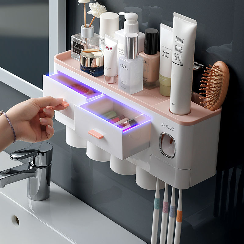 Attrezzatura Intelligente per il Bagno | Include dispenser per dentifricio, porta spazzolini e cassetti per la conservazione