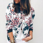 Bomber Donna Leggero con Stampa Floreale e Zip