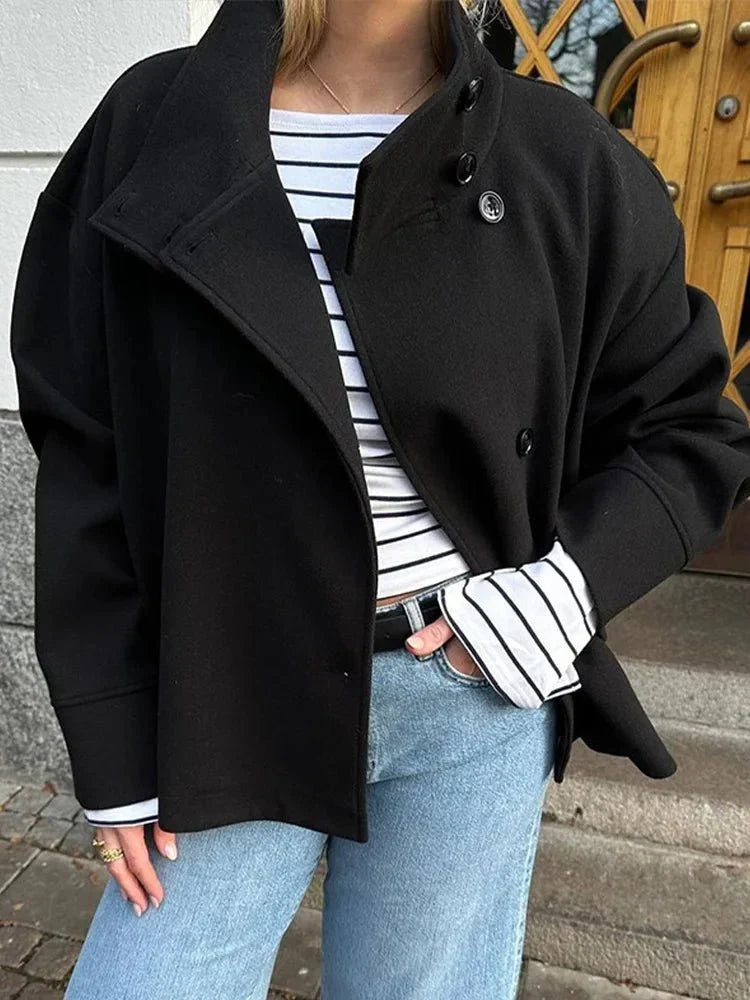 Giacca Corta Donna Elegante con Collo Alto