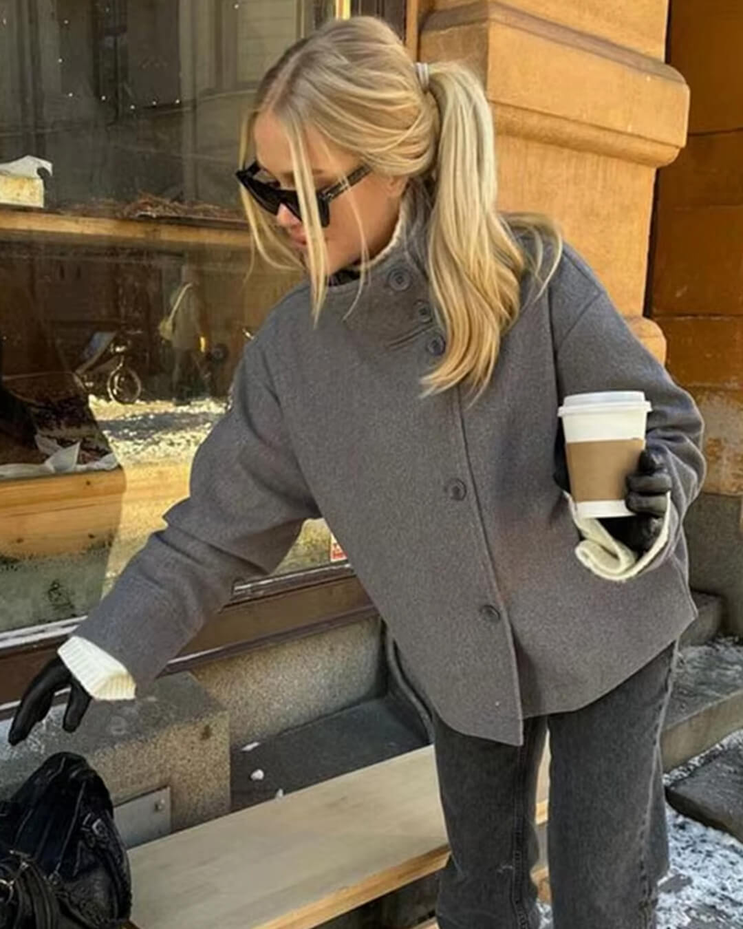Giacca Corta Donna Elegante con Collo Alto
