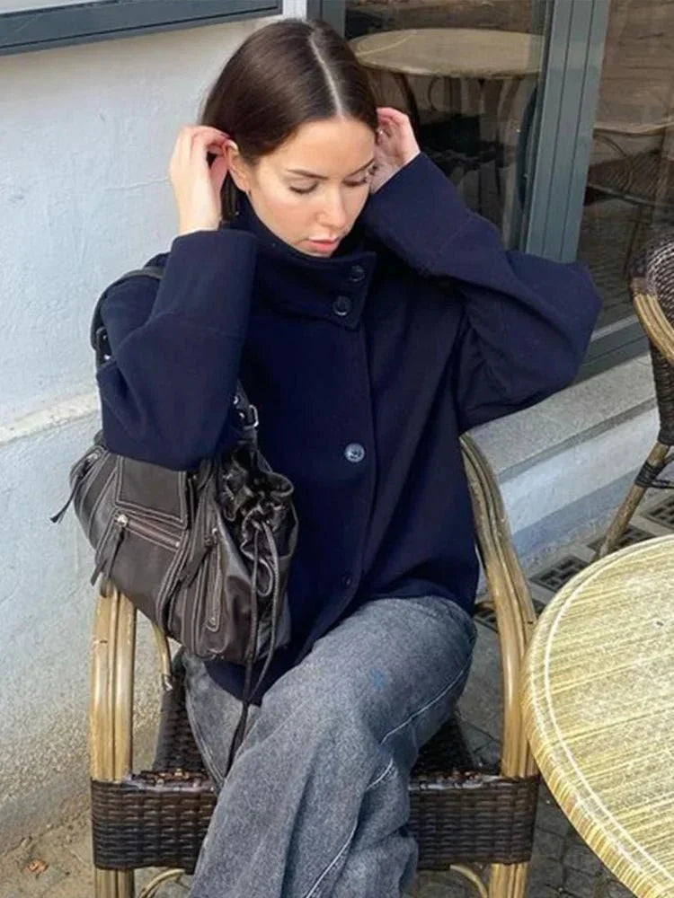 Giacca Corta Donna Elegante con Collo Alto