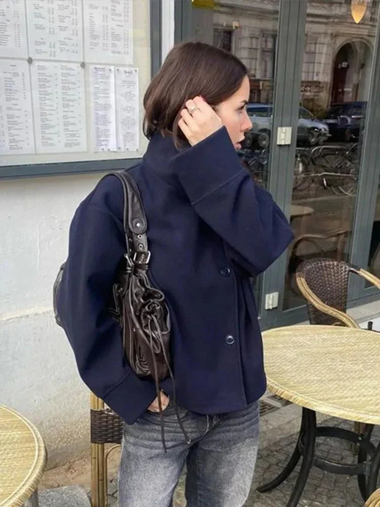 Giacca Corta Donna Elegante con Collo Alto