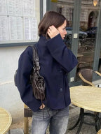 Giacca Corta Donna Elegante con Collo Alto