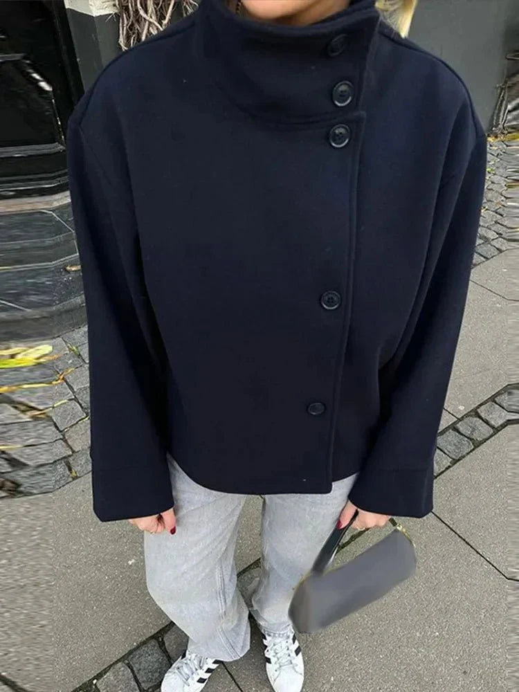 Giacca Corta Donna Elegante con Collo Alto