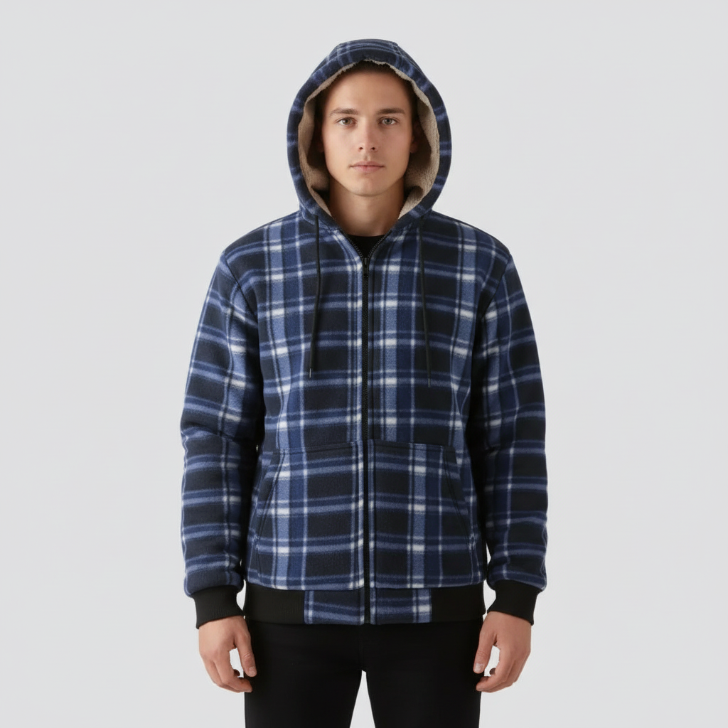 ANFINITE – Giacca Fleece Foderata con Cappuccio per Uomini | Calda, Morbida & Antivento