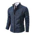 Cardigan Uomo Testurizzato con Zip Integrale e Collo Alto
