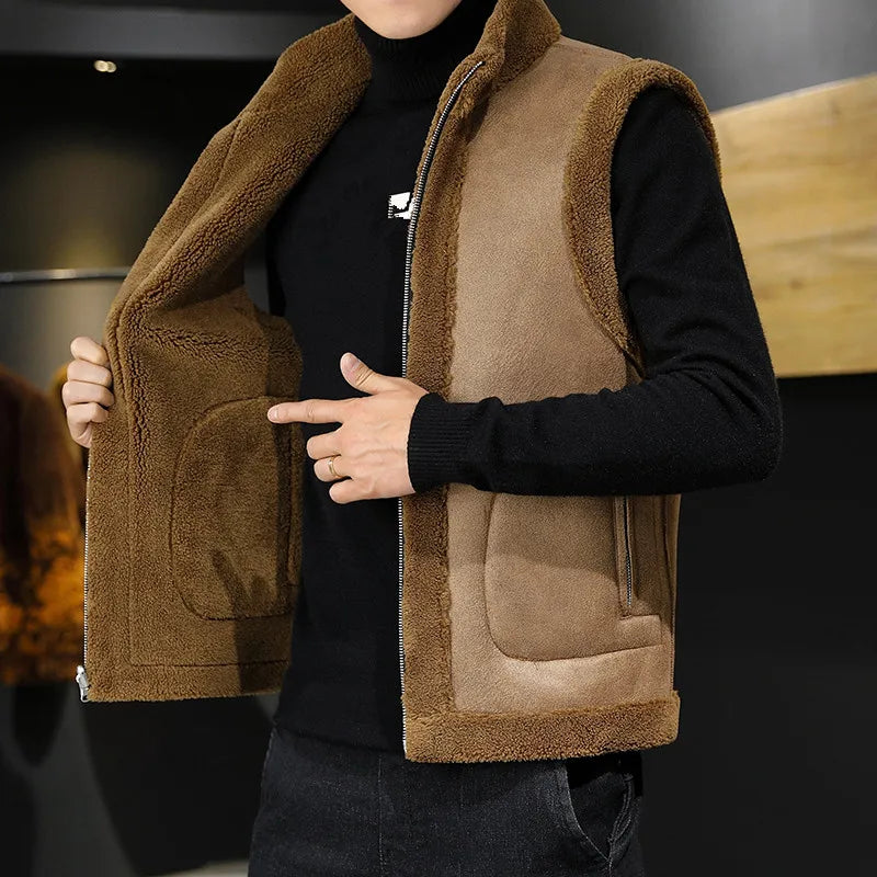 Chaleco de hombre reversible de forro polar sherpa con cremallera – Calidez y comodidad invernal