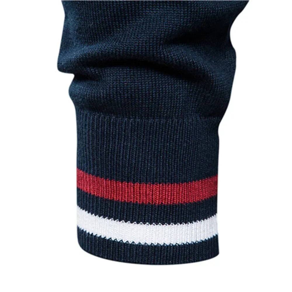 Cardigan Uomo Bicolore con Zip e Collo Alto a Coste