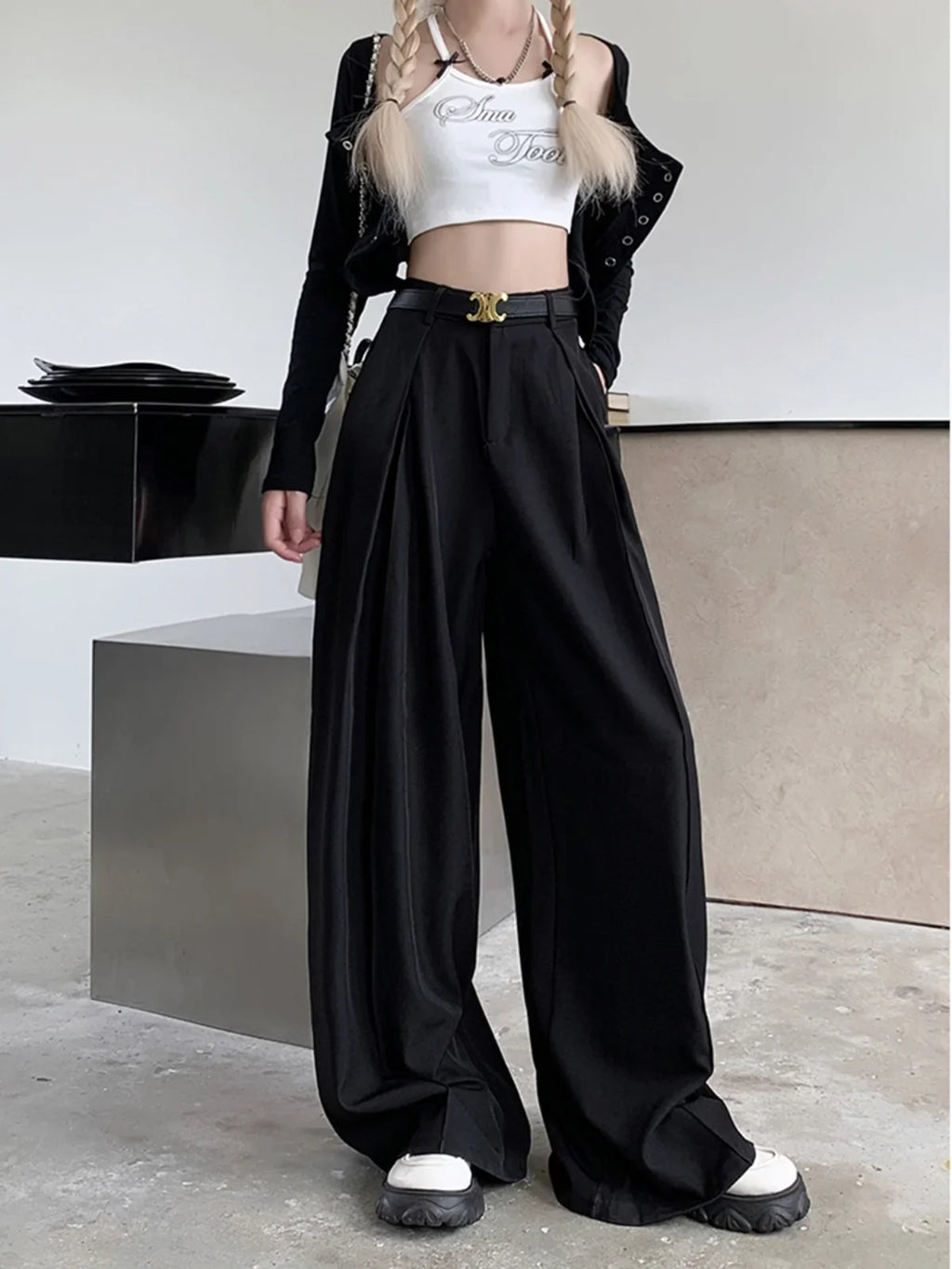 Pantaloni Donna Flare a Vita Alta