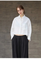 Chemise courte oversize pour femme, 100 % lin