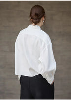 Chemise courte oversize pour femme, 100 % lin