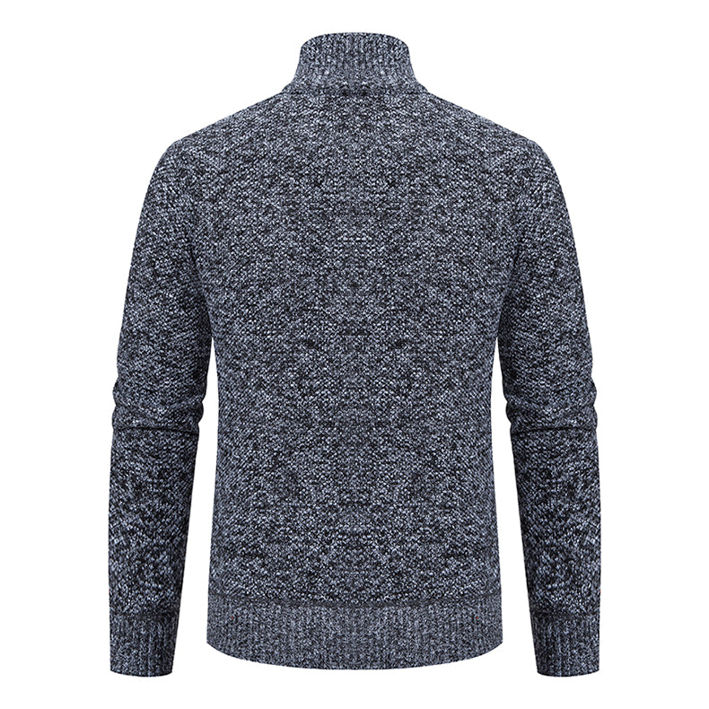 Cardigan Uomo Testurizzato con Zip Integrale e Collo Alto