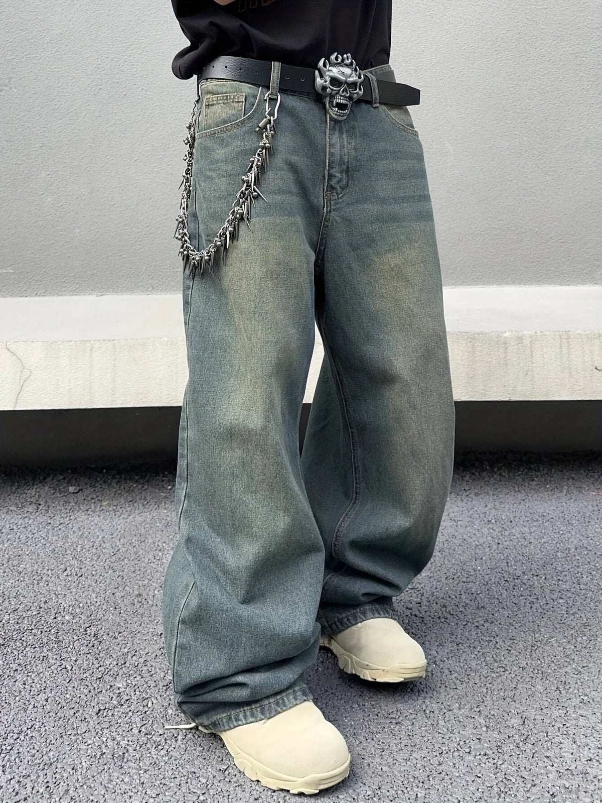 Jean baggy homme à jambe large - denim streetwear imprimé