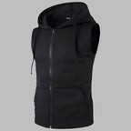 Gilet Uomo con Cappuccio e Zip – Felpa Smanicata Leggera e Casual